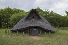 縄文時代の竪穴住居 木立を背にした住居